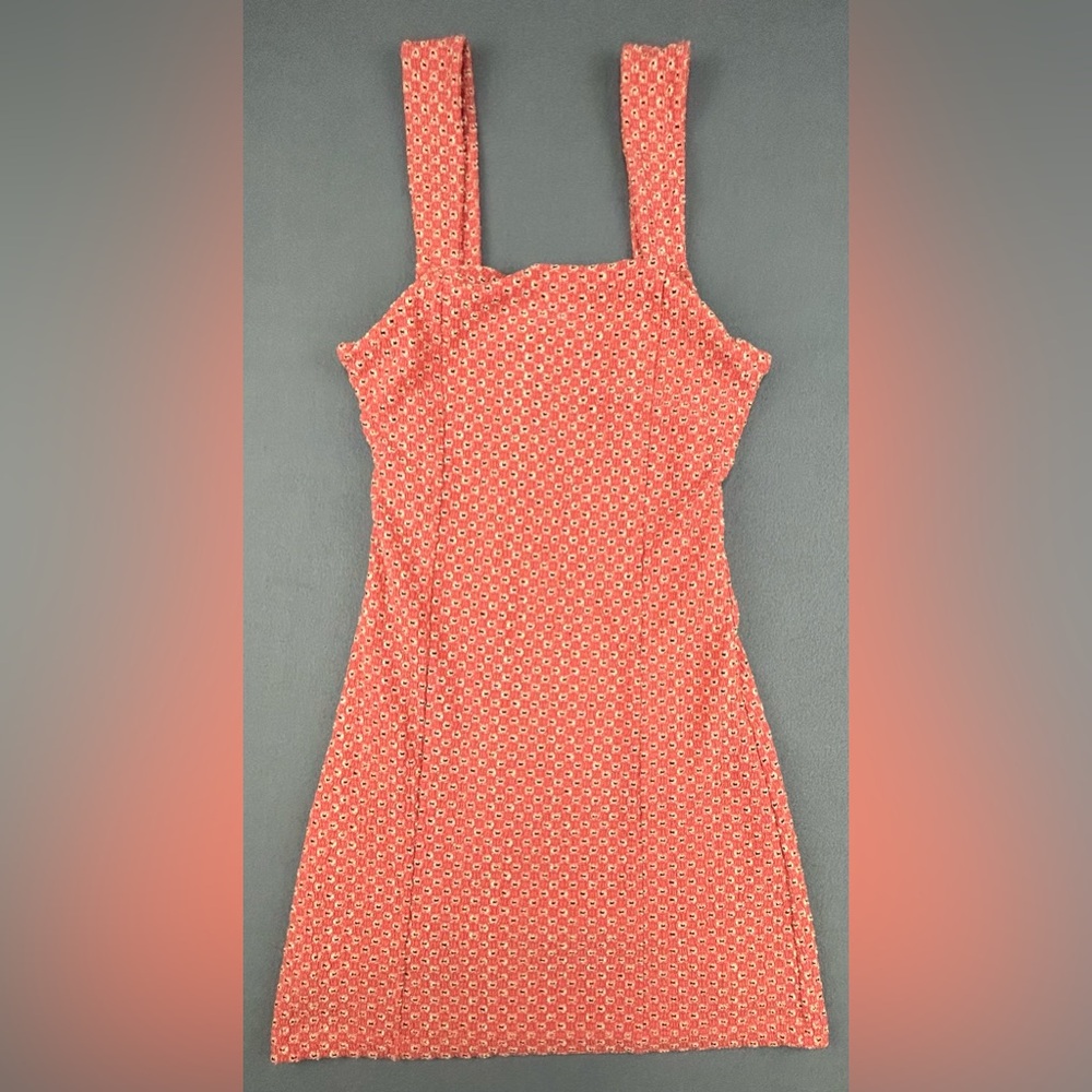 Free People Coral Red Floral Midi Tank Dress